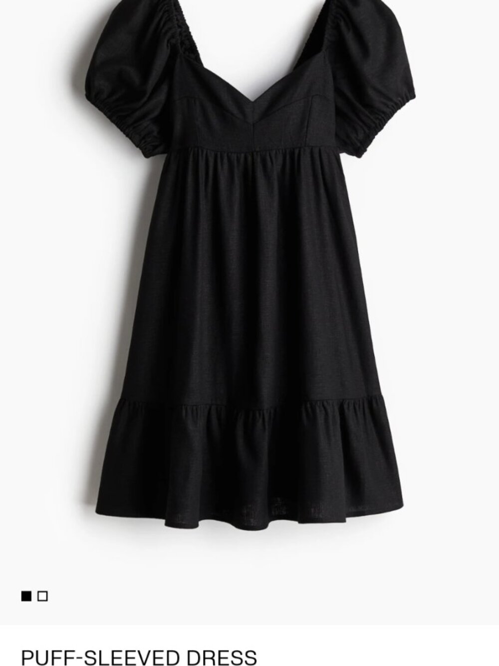 NWT H&M Linen Black Puff Sleeve Dress women's size small